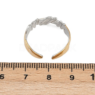 304 Stainless Steel Double Color Cuff Rings RJEW-S635-01GP-13-1