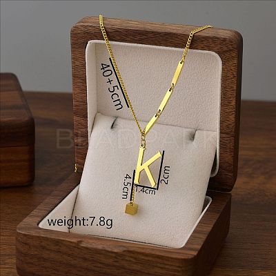 304 Stainless Steel Initial Pendant with Dice Tassel Necklaces FS-WGD823D-11-1
