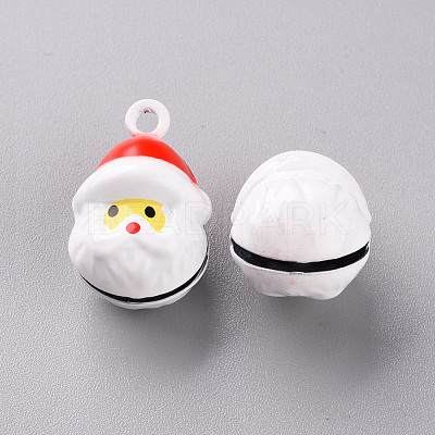 Christmas Baking Paint Brass Bell Pendants KKB-S002-007-1