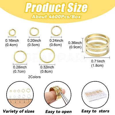 10 Styles Iron Open Jump Rings IFIN-YW0003-60A-1