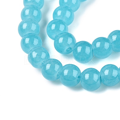 Baking Paint Imitation Jade Glass Round Bead Strands DGLA-Q021-6mm-07-1