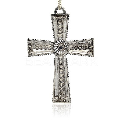 Tibetan Style Alloy Rhinestone Claddagh Cross Big Pendants RB-J128-01AS-1