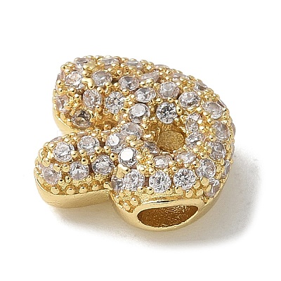Brass Micro Pave Cubic Zirconia Beads KK-P290-61G-R-1