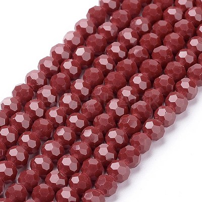 Faceted(32 Facets) Round Glass Beads Strands X-EGLA-J042-4mm-24-1