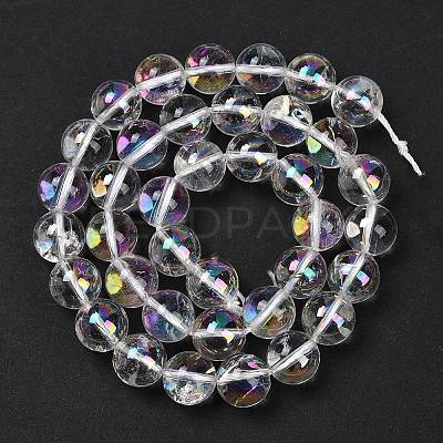 Electroplated Natural Quartz Crystal Beads Strands G-K285-09-10mm-02-1