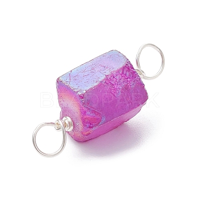 Electroplated Natural Quartz Connector Charms PALLOY-JF02323-02-1