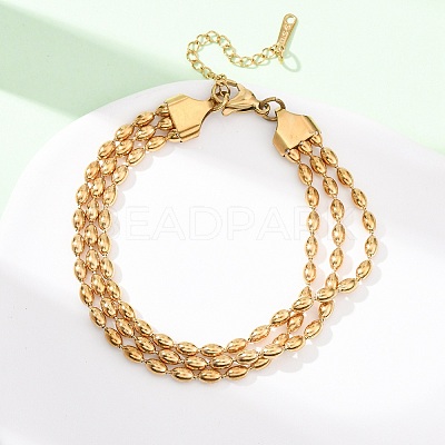 304 Stainless Steel Beads Multi-strand Bracelets LS-BJEW-K287-01G-1