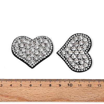 Heart Hotfix Glass Rhinestone with Cloth Patches PATC-T002-02A-1