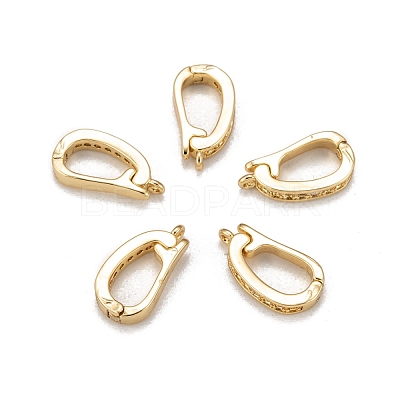 Brass Micro Pave Cubic Zirconia Fold Over Clasps ZIRC-F083-116G-RS-1
