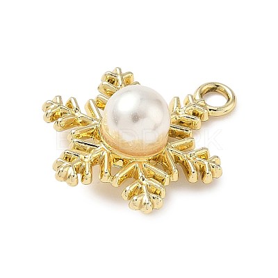 Christmas Alloy with Plastic Imitation Pearl Pendants FIND-Z101-02G-1