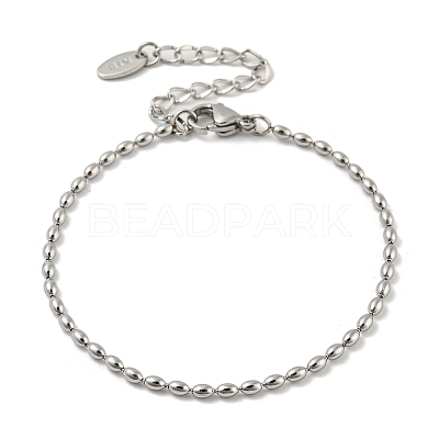 Non-Tarnish 201 Stainless Steel Rugby Beaded Chain Bracelets BJEW-G696-01A-P-1