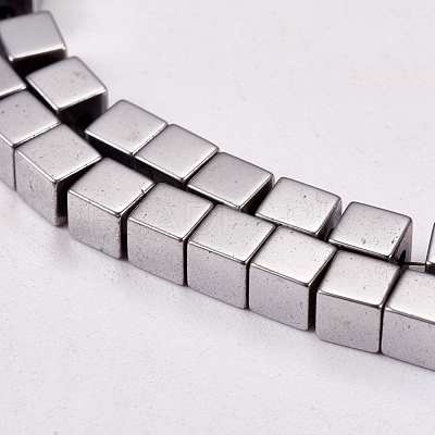Electroplate Non-magnetic Synthetic Hematite Beads Strands G-J170A-4x4mm-01-1