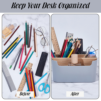 Plastic Drawer Organizer Boxes with Wooden Dividers AJEW-WH0696-363-1