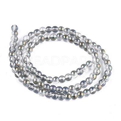 Full Rainbow Plated Round Electroplated Glass Beads Strands EGLA-I002-8mm-01-1