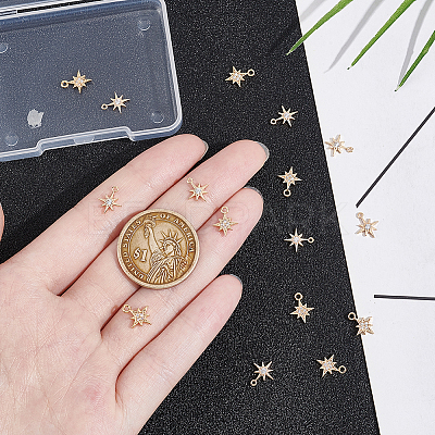 16Pcs 2 Styles Brass Micro Pave Cubic Zirconia Charms KK-UN0002-12-1