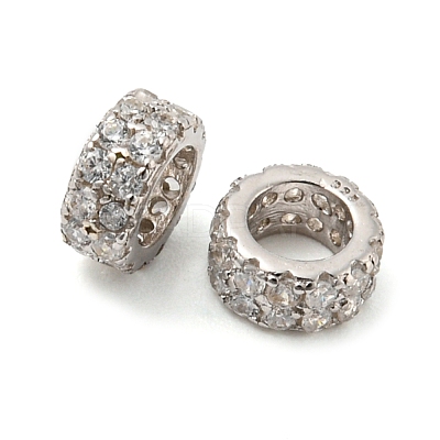 Rhodium Plated 925 Sterling Silver Spacer Beads STER-K176-05P-1