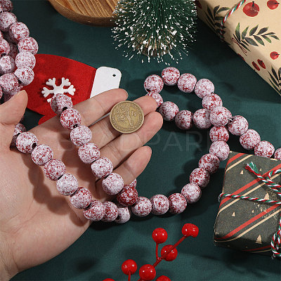 Christmas Wood Round Beads Hanging Ornaments HJEW-CA00081-1