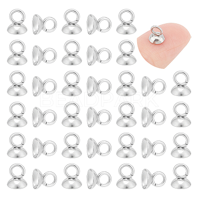 100Pcs 201 Stainless Steel Bead Cap Pendant Bails STAS-UN0042-25B-1
