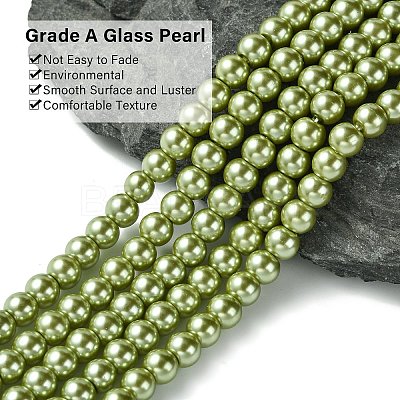 Eco-Friendly Dyed Glass Pearl Beads Strands HY-A008-6mm-RB066-1