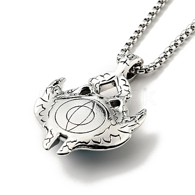 Alloy Bat with Plastic Dragon Eye Pendant Necklace NJEW-B084-02A-1