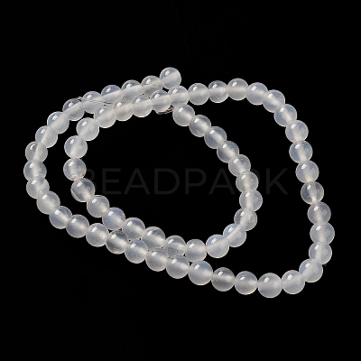 Natural White Agate Round Beads Strand G-L086-6mm-11-1