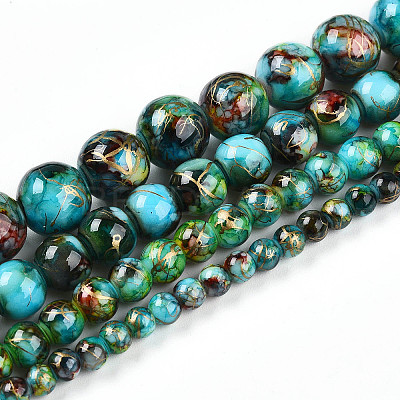 Baking Paint Glass Beads Strands DGLA-N003-6mm-B08-1
