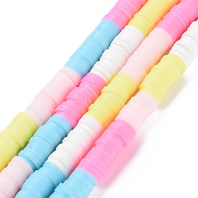 Fixed 5 Color Handmade Polymer Clay Bead Strands CLAY-S096-029Q-1