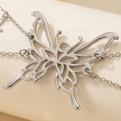 Zinc Alloy Crystal Rhinestone Butterfly Tassel Double Layer Waist Chains for Women WG9748F-02-1