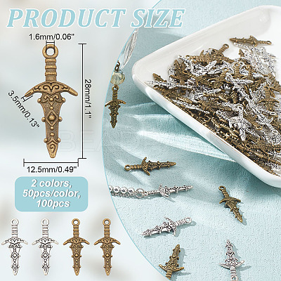 100Pcs 2 Colors Tibetan Style Alloy Pendants FIND-AR0004-46-1
