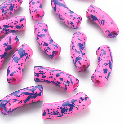 Opaque Spray Painted Acrylic Beads MACR-S372-001F-B06-1