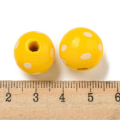 Printed Wood European Beads WOOD-G022-18K-1