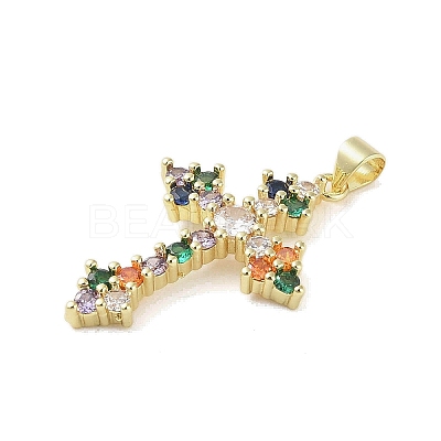 Golden Brass with Random Color Glass Pendants KK-A209-05B-G-1