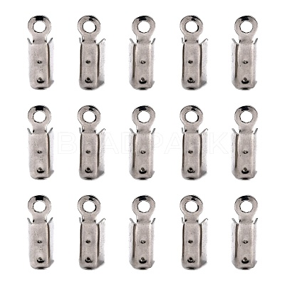 Tarnish Resistant 201 Stainless Steel Fold Over Crimp Cord Ends STAS-R055-08-1