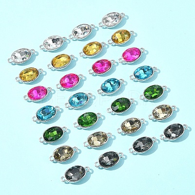 28Pcs 7 Colors Alloy Glass Links/Connectors GLAA-FS0001-93-1