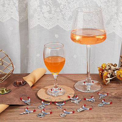 20Pcs 20 Style Cowboy Theme Alloy Wine Glass Charms with Glass Beads AJEW-BC0003-77-1