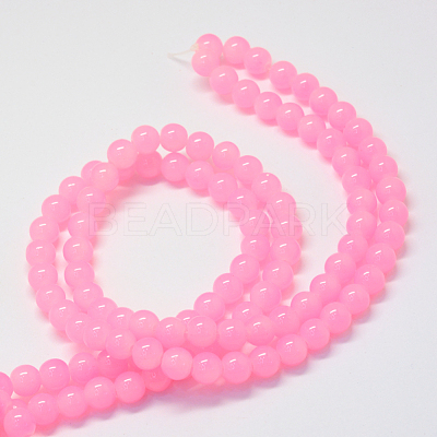 Baking Paint Imitation Jade Glass Round Bead Strands X-DGLA-Q021-10mm-45-1