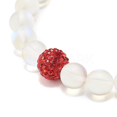 Synthetic Moonstone Round Beads Stretch Bracelet BJEW-JB07482-1
