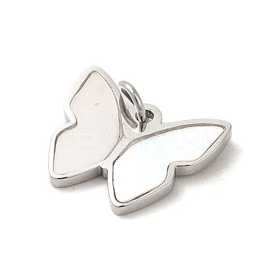 304 Stainless Steel with Shell Butterfly Charms STAS-K263-21P-1
