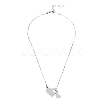 1Pc 302 Stainless Steel Heart Puzzle Pendant Cable Chain Lariat Y Necklaces for Women NJEW-TADJ0001-01P-1