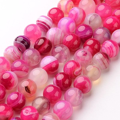 Natural Striped Agate/Banded Agate Beads Strands G-D845-01C-6mm-1
