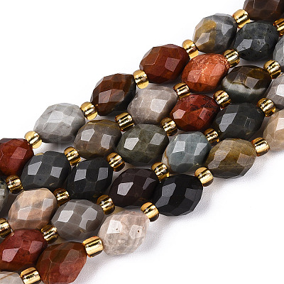 Natural Picture Jasper Beads Strands G-N342-35-8x6-09-1
