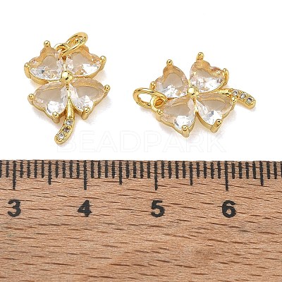 Brass Micro Pave Cubic Zirconia with Glass Pendants CU-CBA6E4E-11G-D-1