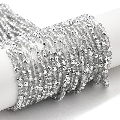 Transparent Electroplate Glass Beads Strands GLAA-H021-01B-HP06-1