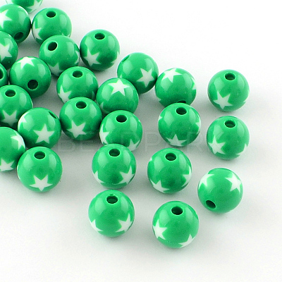 Star Pattern Opaque Acrylic Beads SACR-R882-20mm-M-1