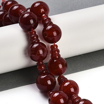 Natural Carnelian 3-Hole Guru Beads Strands G-H064-E08-02A-1