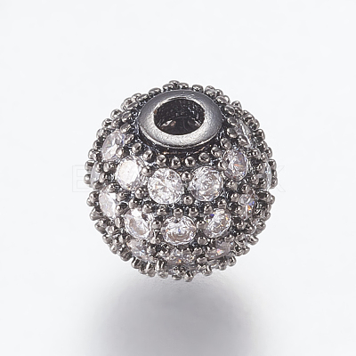 Brass Micro Pave Cubic Zirconia Beads ZIRC-E134-8mm-04-1