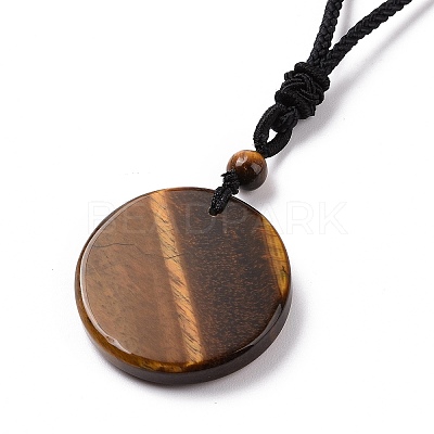 Adjustable Natural Mixed Gemstone Sailor's Knot Pendant Necklace with Nylon Cord for Women NJEW-L171-02-1