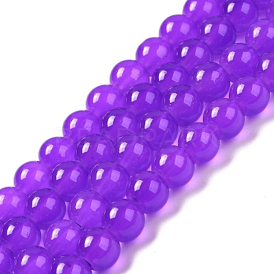 Baking Paint Imitation Jade Glass Round Bead Strands DGLA-Q021-8mm-27-1