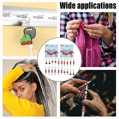 Baking Paint Alloy Pendant Locking Stitch Markers HJEW-AB00118-1