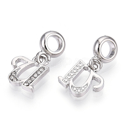 Platinum Rack Plating Alloy Rhinestone European Dangle Charms PALLOY-T048-36P-U-1